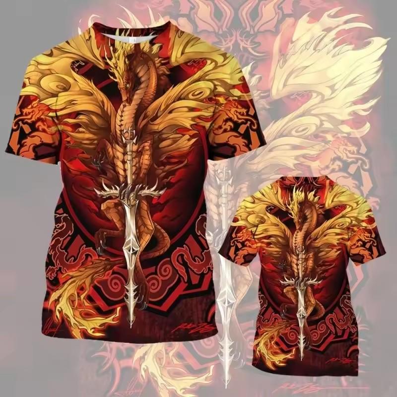 Colorful Cross Wings Pattern T Shirt Men Cool Skull 3D Printed Short Sleeve Tops Summer Casual Round Neck Loose Tee Shirts