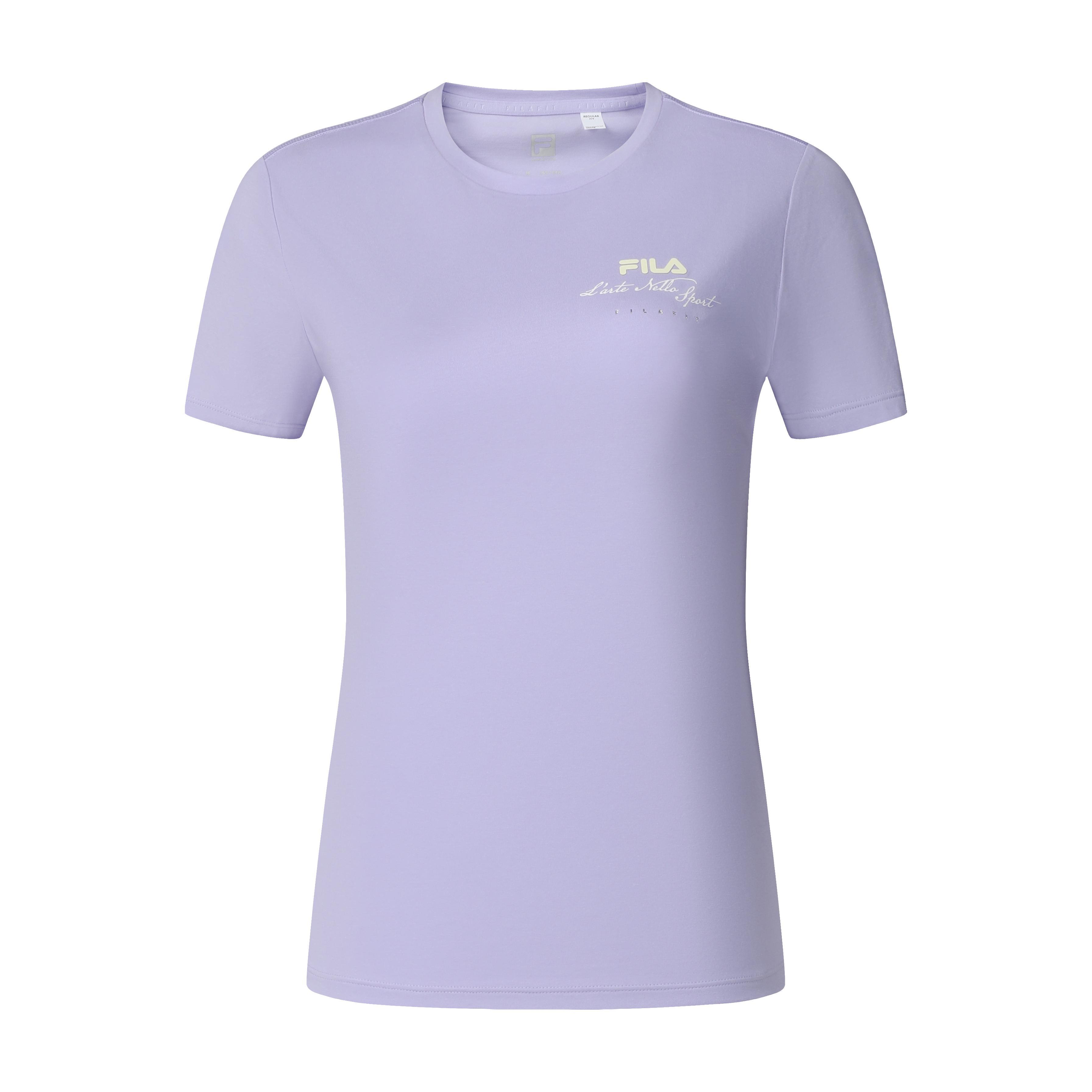 

FILA Fitness Fashion Casual Sports Ice Silk Quick-Dry Round Neck Short Sleeve T-Shirt Women Tops Sage-Purple A11W421115FVT S