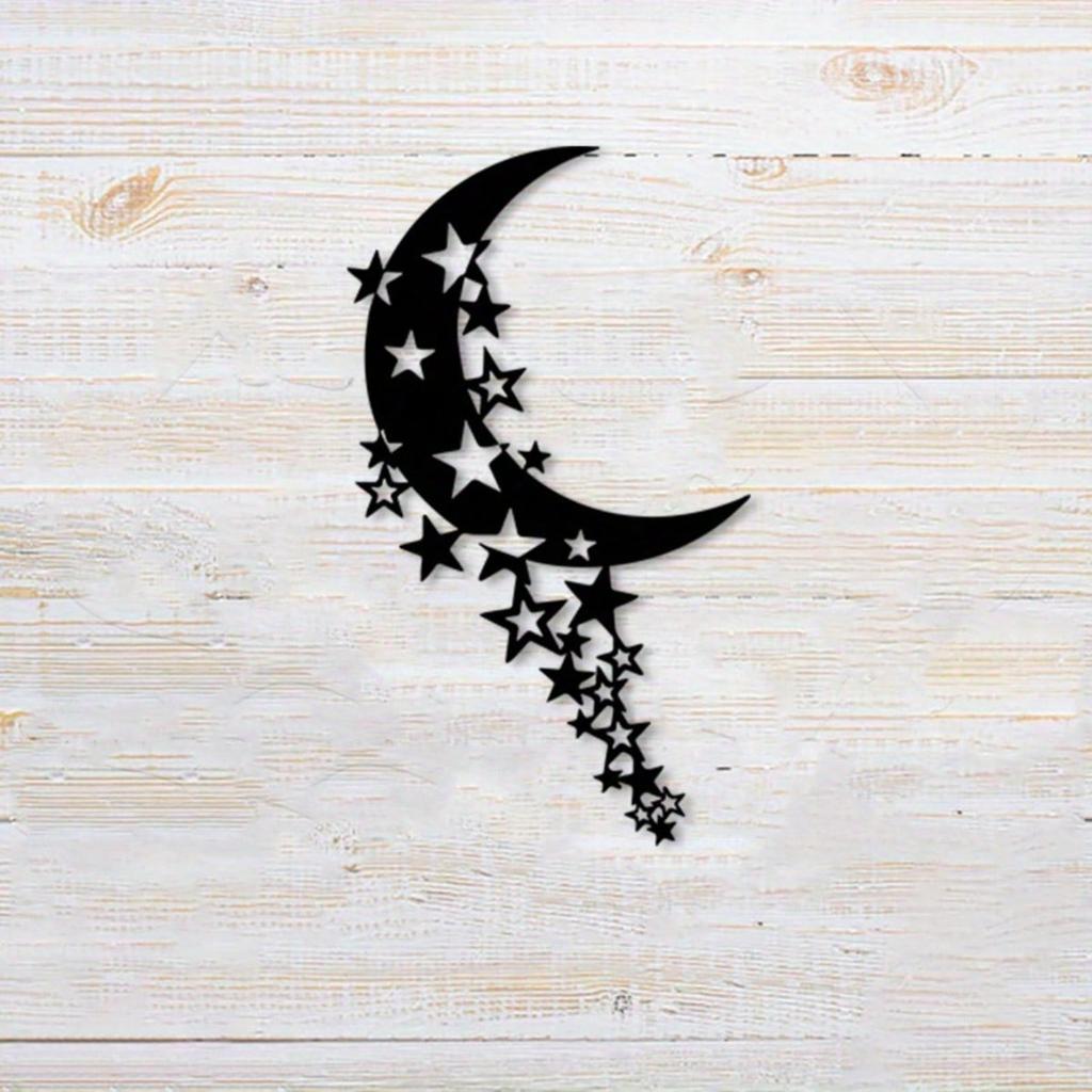 Celestial Metal Wall Art Moon and Stars Sculpture for Bedroom Living Room Romantic Gift for Couples Stargazers