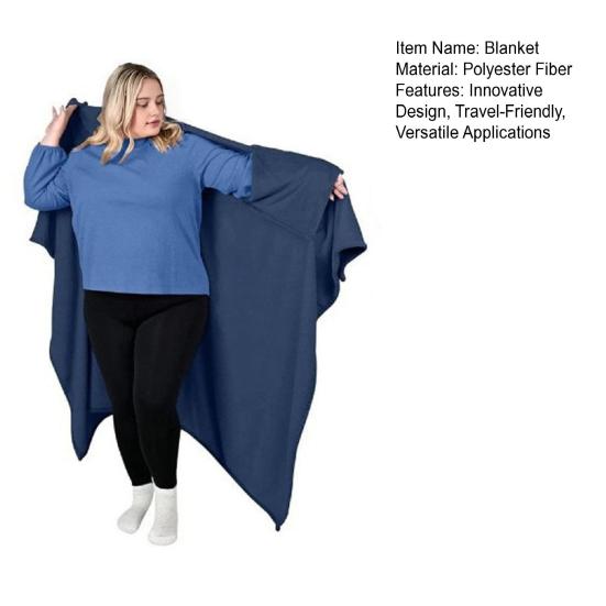 Wearable Blanket for Women Men Soft Plush Blanket with Pocket Sleeves Warm Couch Bed Blanket for Dorm Bedroom Flights