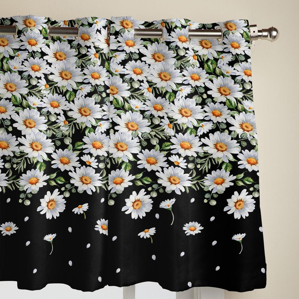 White Daisy Floral Gradient Modern Window Curtains for Living Room Bedroom Curtain Kitchen Treatment Blinds Drapes