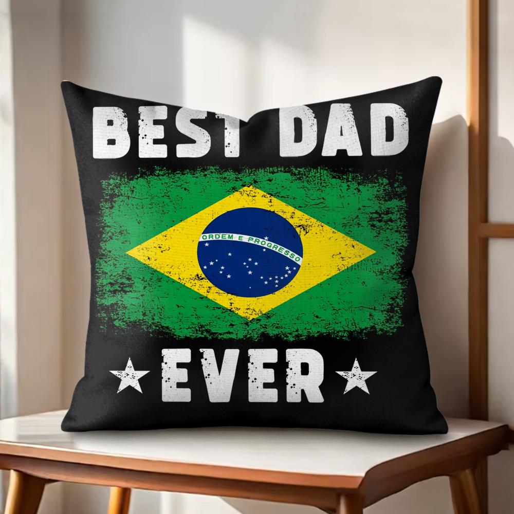 Best Dad Ever Cushion Cover Natural Linen Organic Fabric DoubleSided Printing Couch Pillow Covers Home Decor