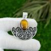 Tiger Eye Gemstone 925 Sterling Silver Bezel Art Deco Engagement Pendant Jewelry