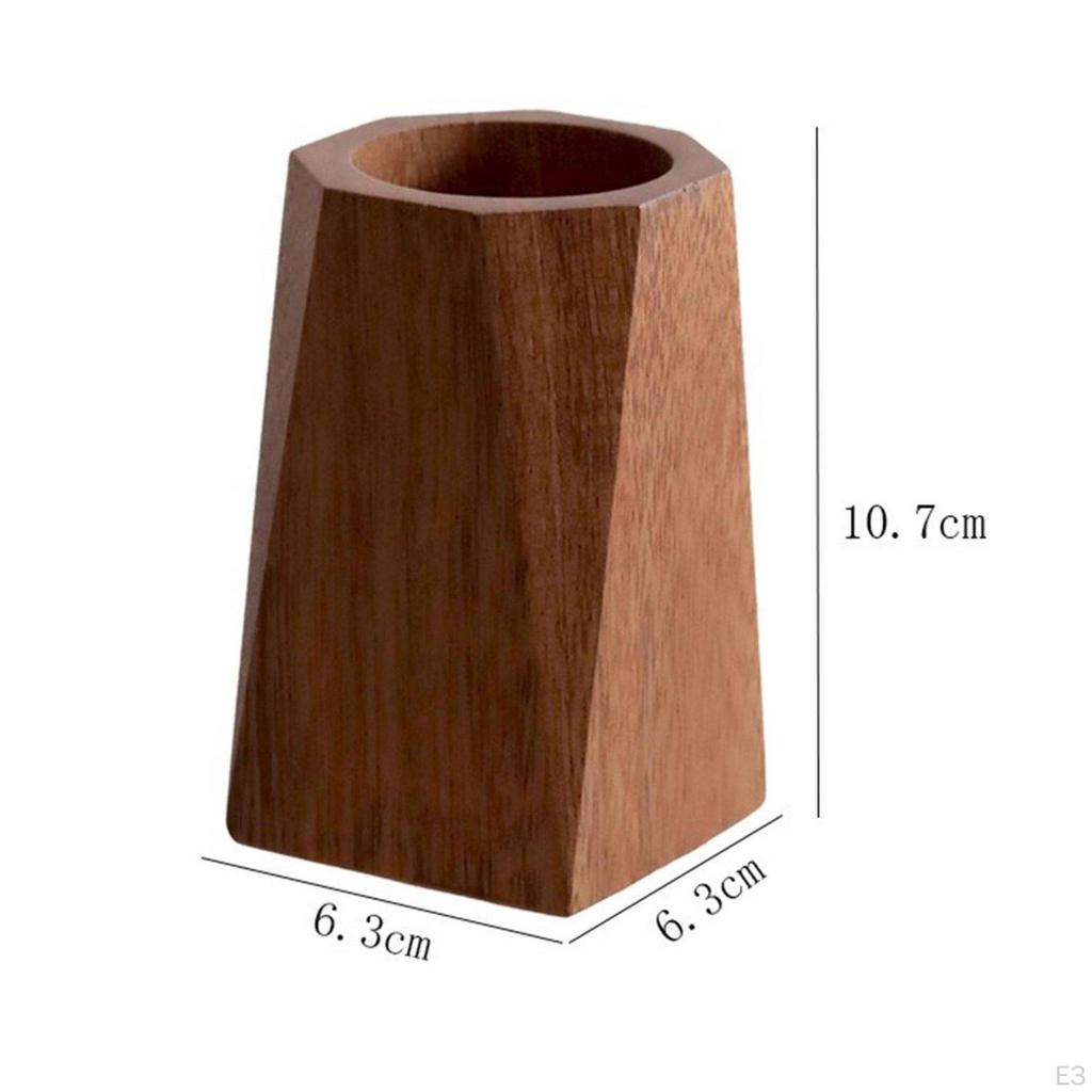 Wooden Pen Holder Multifunctional Walnut Writing Utensil Pot Minimalist Patterned