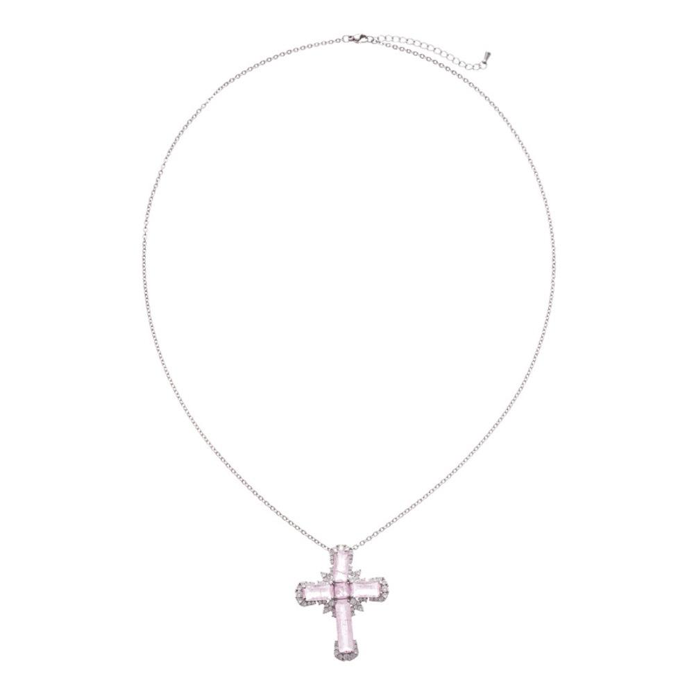 Jewelry Cross Necklace Rhinestone Cross Pendant European American Cross Choker Chain  Party