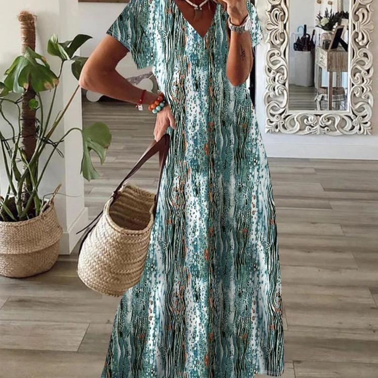 Bohemian Style Printed Swing Dress Fashion Trendy New Large
