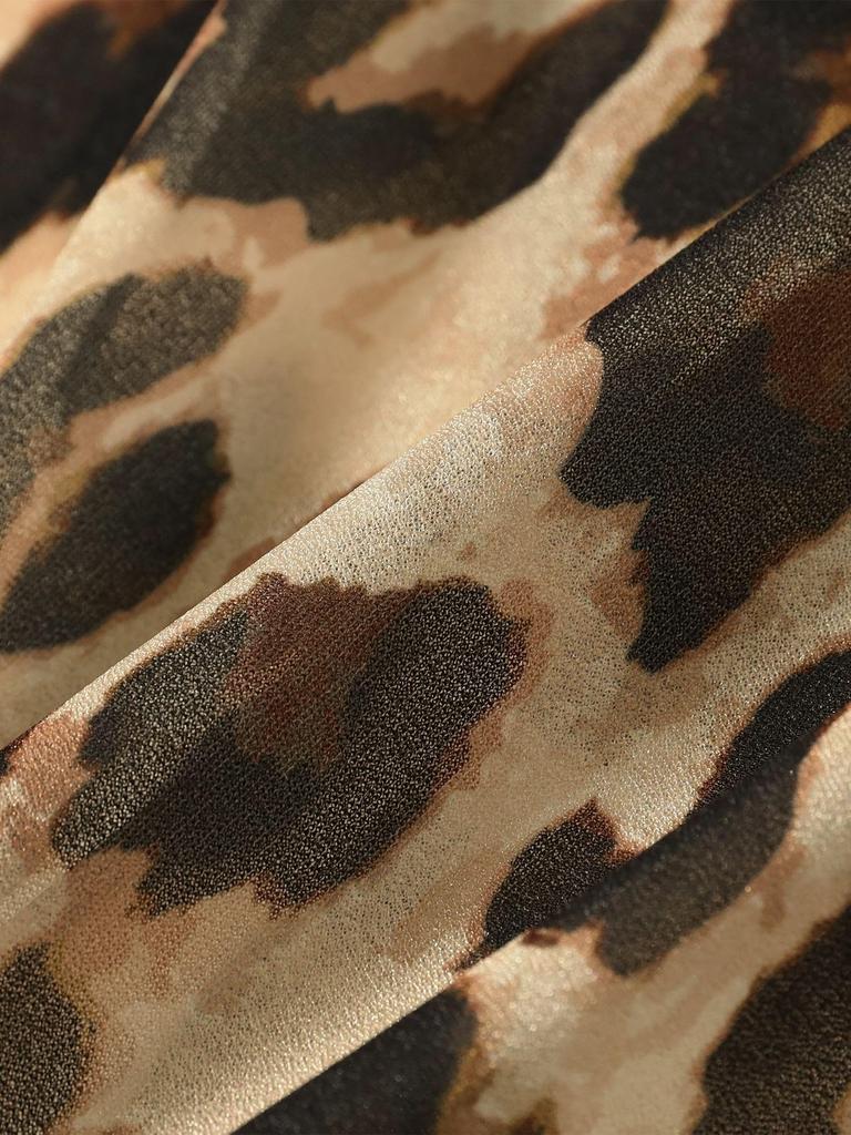 Ray Beams Leopard Print Crew Neck One Size Women's T-Shirt,