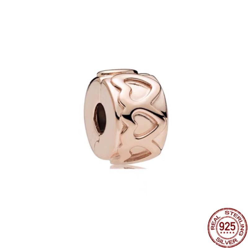 

Ювелирные изделия «сделай сам» S925, стерлинговое серебро, золотое кольцо с сердечками, полированные перья, клипсы с шипами, подвесные бусины, подходят для оригинального браслета