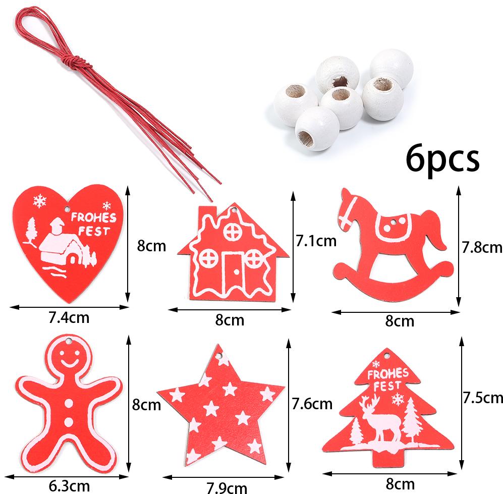 Wooden Christmas Hanging Ornaments Snowman Snowflake Bell shaped Pendant For DIY Craft Home New Year Christmas Tree Decoration
