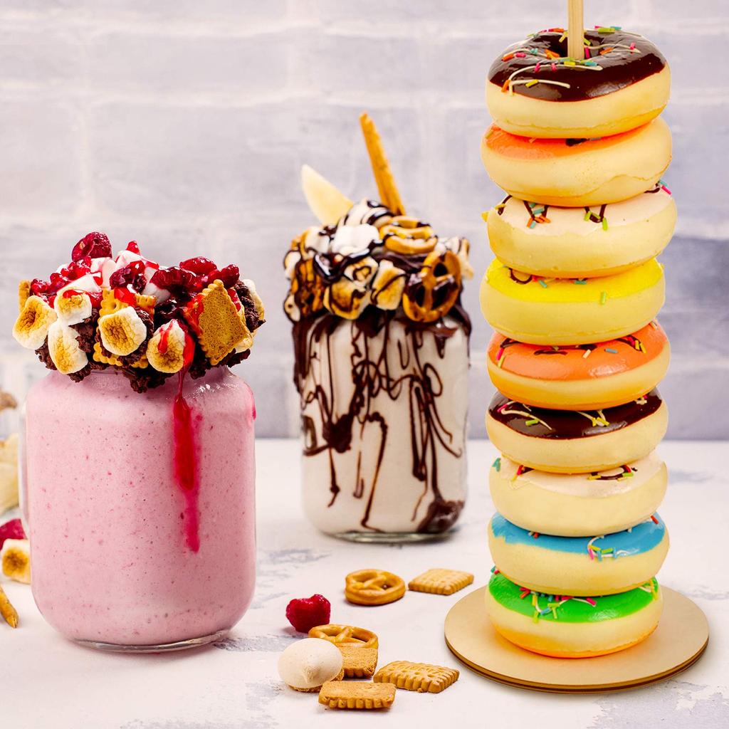 10 Pieces Wood Donut Stands Donut Holder Detachable Donut Display Stand Pretzel Tower for Wedding Birthday Party Supplies