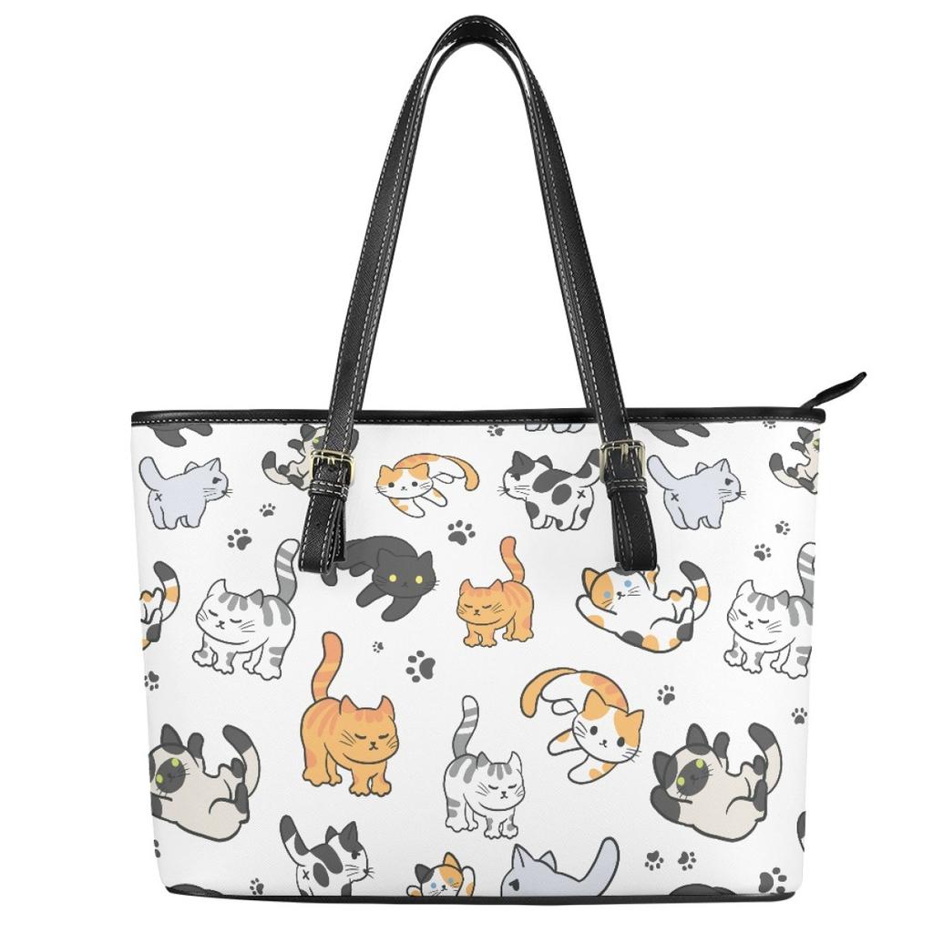Handtasche mit Katzenmuster Für Katzenliebhaber Süßes Geschenk Muster Individuell Pu Weltraumleder Umhängetasche