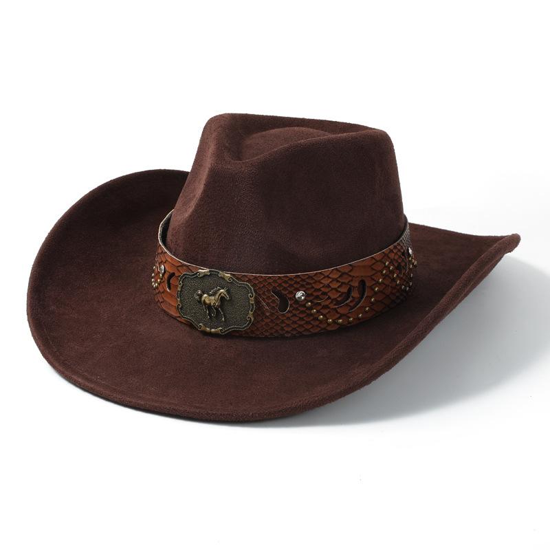 Suede Western Cowboy Hat Men's and Women's Retro Hat Belt Mauni Top Hat Ethnic Style Retro Jazz Hat