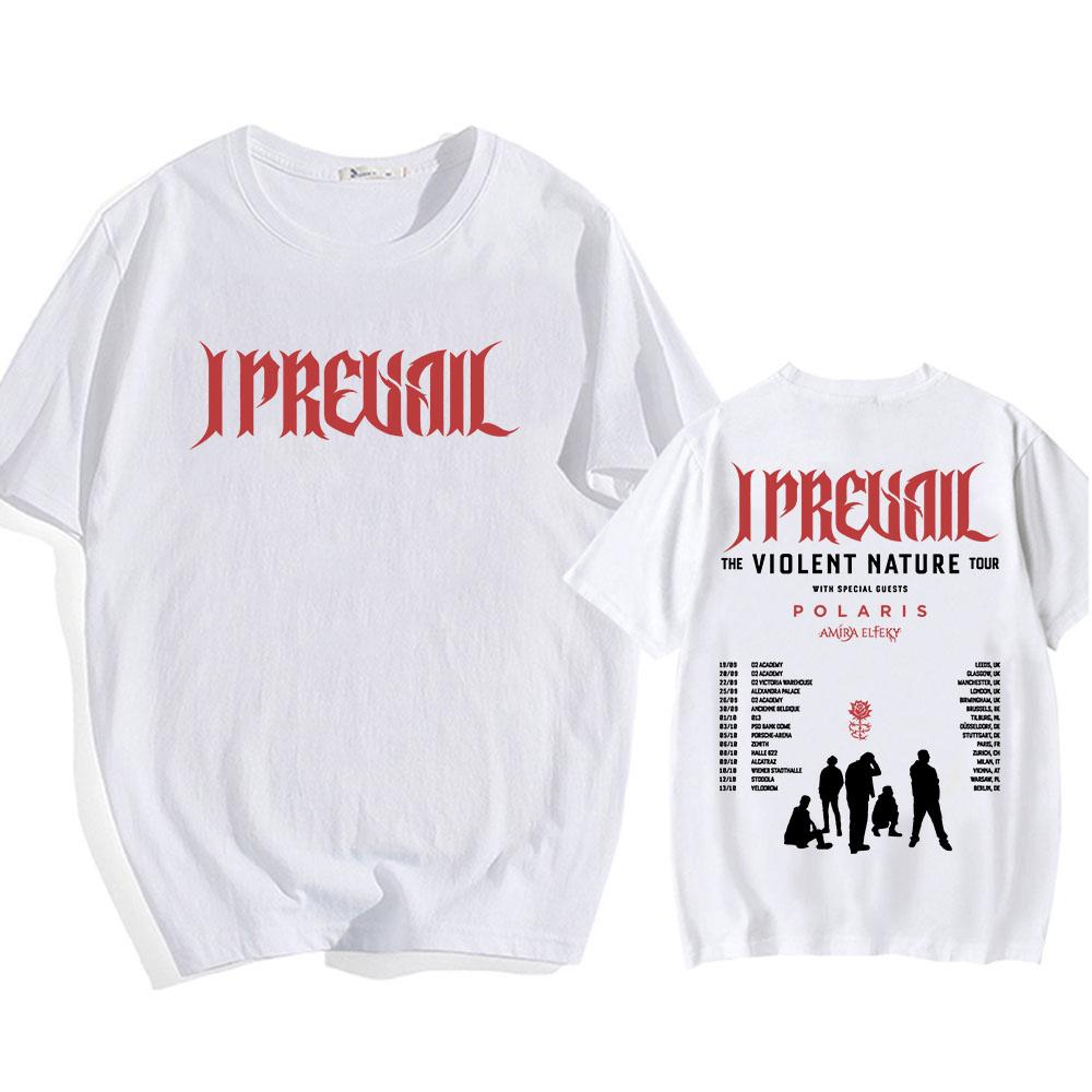 

I Prevail VIOLENT NATURE Tour 2026 T-shirt Unisex Streetwear Cotton Short Sleeve Loose Tshirts Punk Band Fashion Tees XS