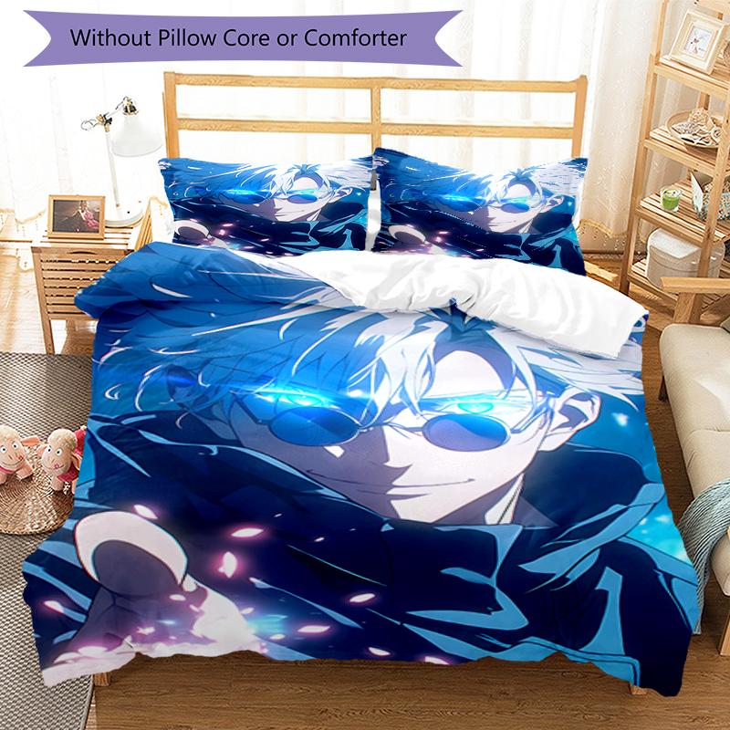 3pcs Gojo Satoru Pattern Bedding Set Duvet Cover Set Includes Duvet Cover &pillowcases, Perfect All Season Bedroom Decoration & Gift