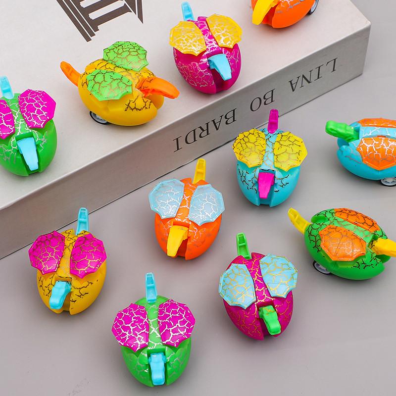 Colorful Mini Inertial Egg Shaped Dinosaur Model Children Toy Car Play For