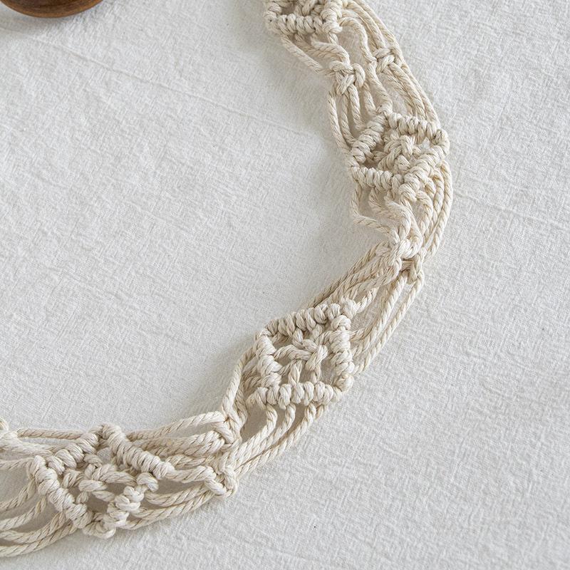 Boho Style Wax Rope Weaving Knotted Ethnic Style Handmade Wooden Beads Women's Belt Leisure Vacation Style Exquisite Waist Rope