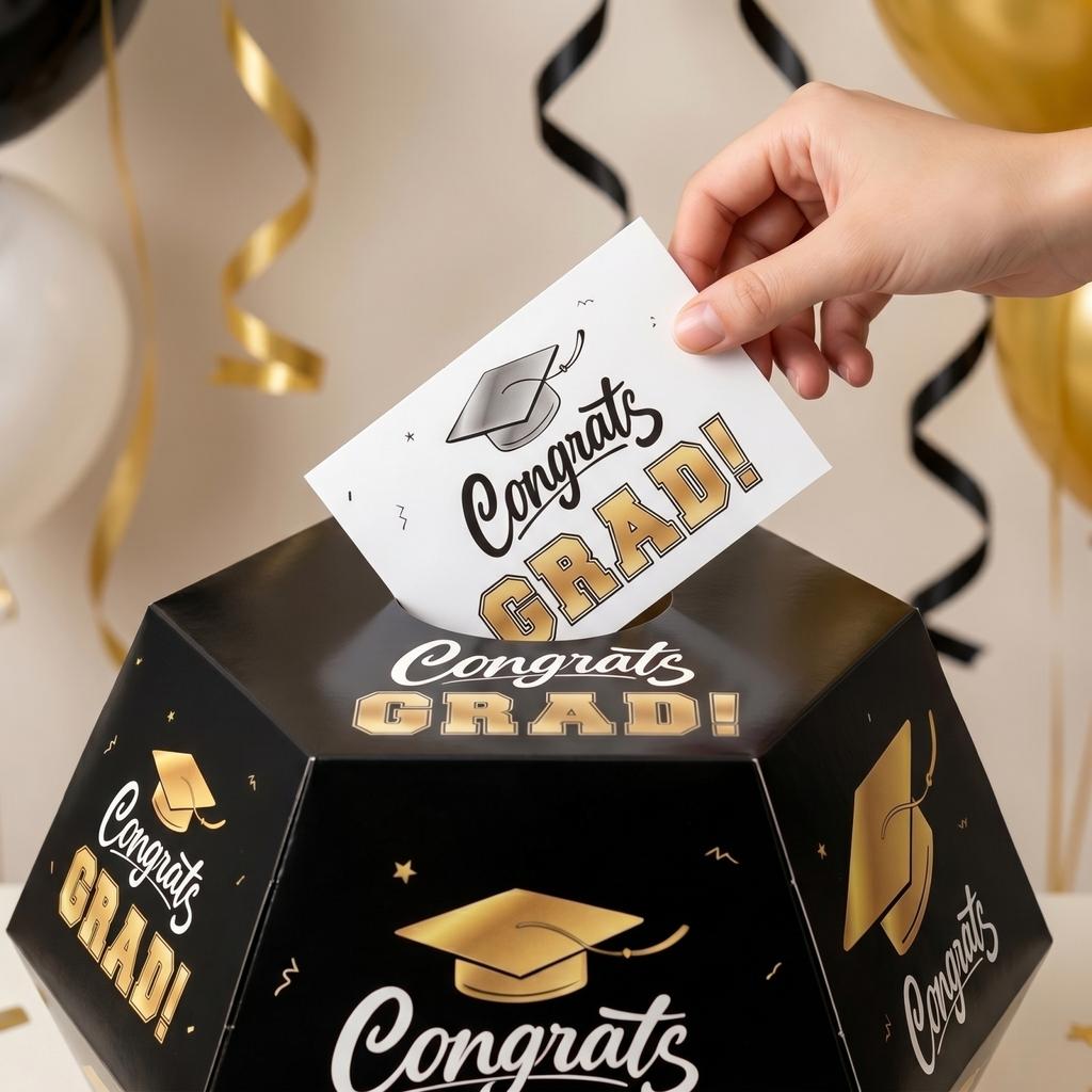 Hexagonal Graduation Card Box Voting Box with Top Opening for Events Parties and Celebrations Durable Cardboard Design