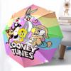 1pc Looney Tunes pattern Umbrella Portable Folding Umbrella Iron Frame Hole Bone Structure Outdoor Home Umbrella
