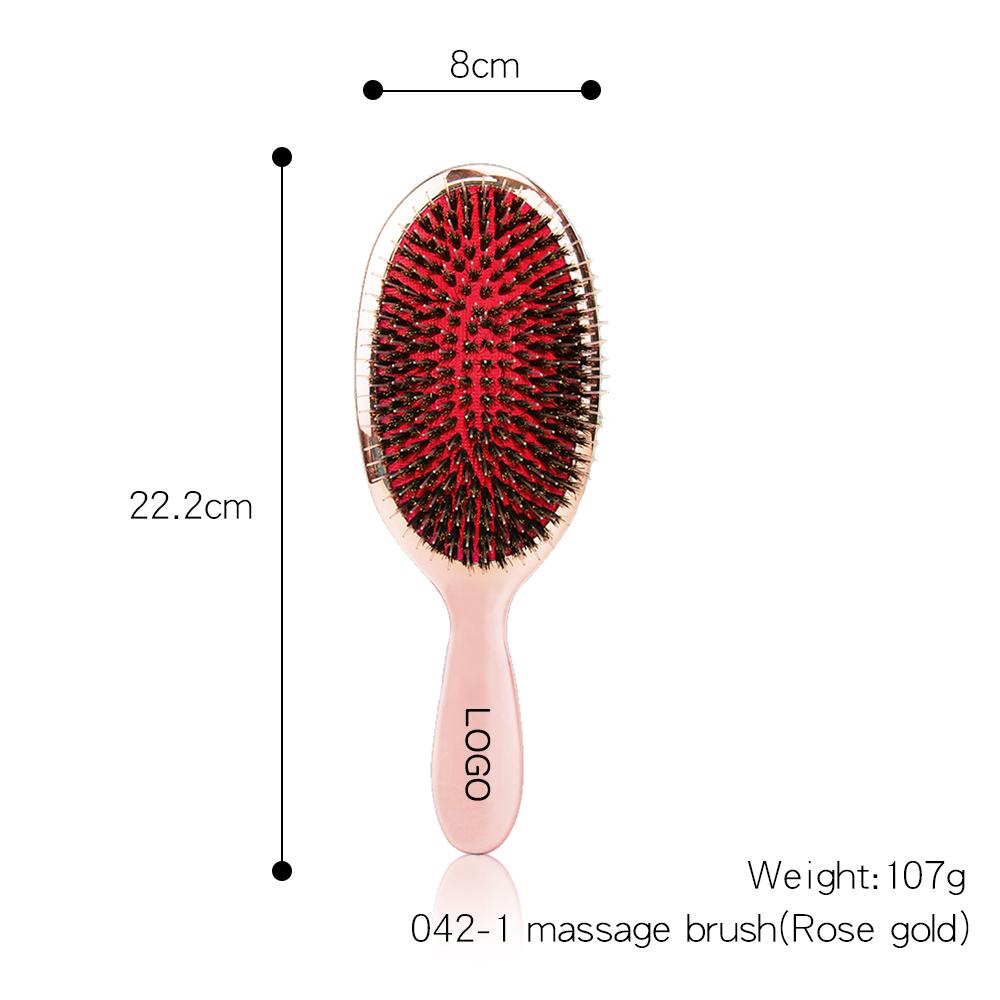 Rose Gold and Silver Metallic Finish Custom Logo ABS Nylon Teeth Boar Bristle Air Cushion Durable Extension Hair Brush