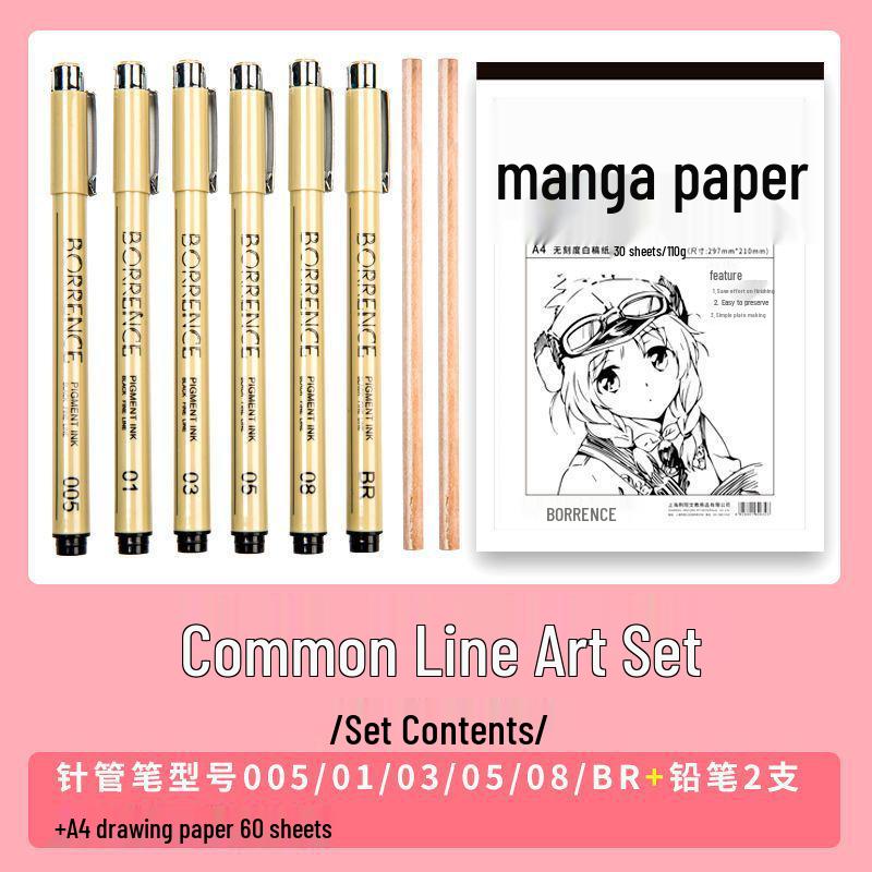 Refillable Waterproof Black Ink Needle Point Pen for Students & Adults - Ideal for Anime, Art, Drawing, Calligraphy, and Brush Supplies.