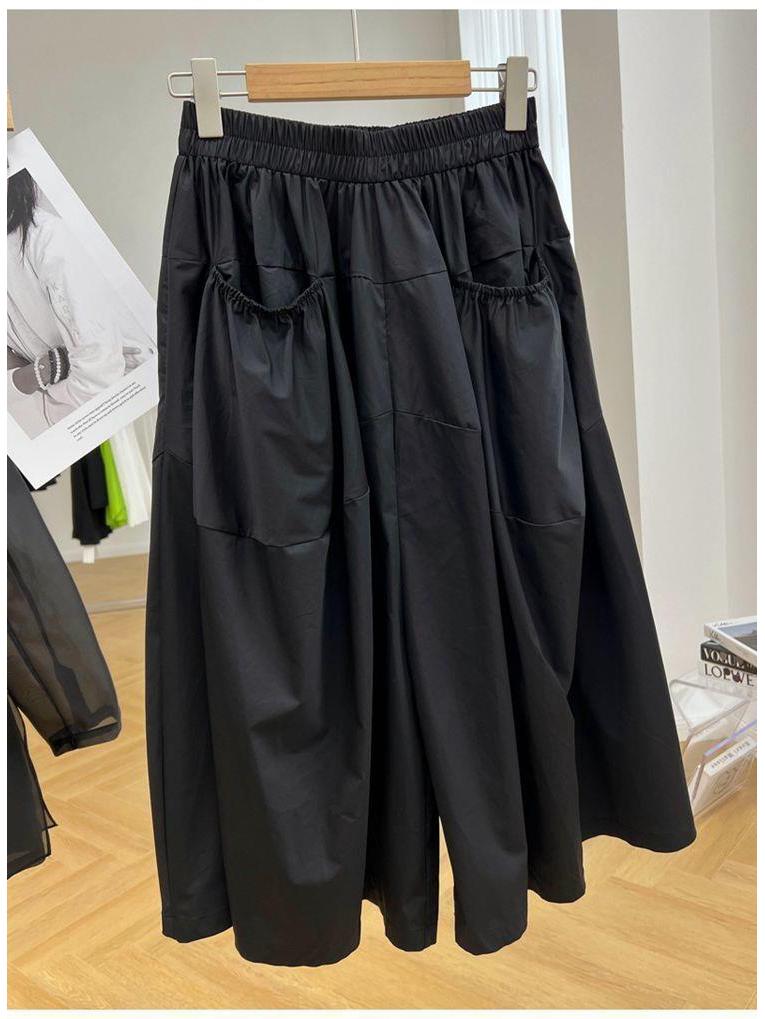 Plus Size Women's Wide-Leg Mid-Length 7-Point Skirt Pants - Extra Large 300 Jin 2