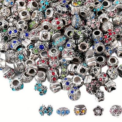 10/20/30pcs Alloy Material Random Style Multi-color Large Hole Bead Personalized Decoration Bead Interval Bead DIY Bracelet Necklace Earrings Keychain