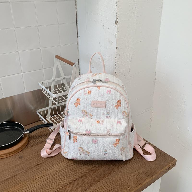 Schoolbag Korean niche cute printed backpack 1011 new large-capacity women's student class commute fashion backpack