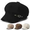 Retro Fashion Solid-Colored Octagonal Hat Outdoor Travel Leisure Versatile Beret Hat Trendy Newsboy Cap for Autumn Winter