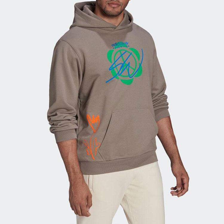 Adidas Originals X Sean Wotherspoon Superturf Graphic Pullover Hoodie Men Light Grey Brown HI3302