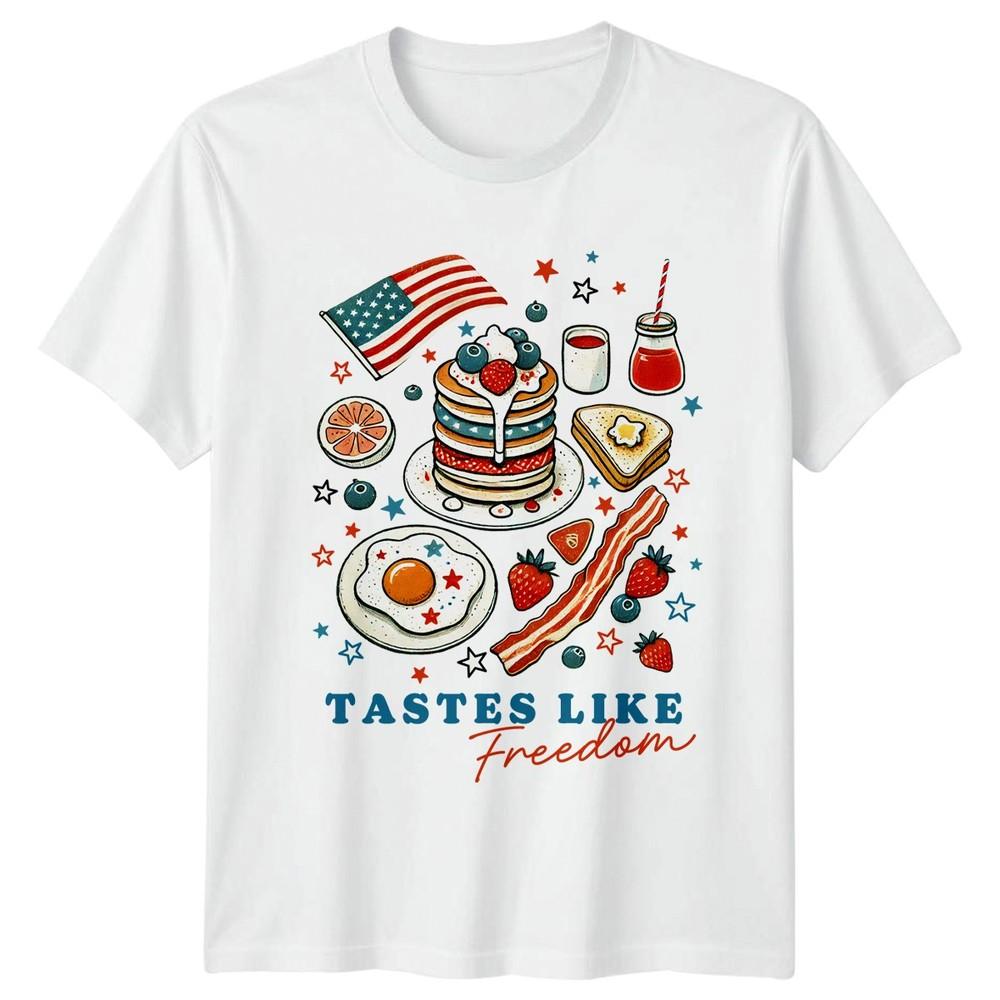 Patriotic Breakfast Tastes Like Freedom Fourth Of July Unisexs Unisexs Graphic Tee S