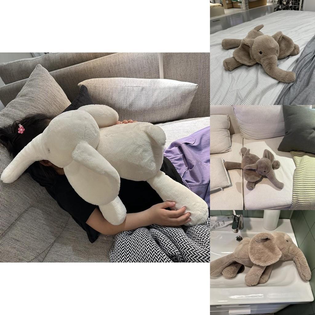 Ins Soft And Realistic Grey And White Elephant Plush Toy For Babies And Kids