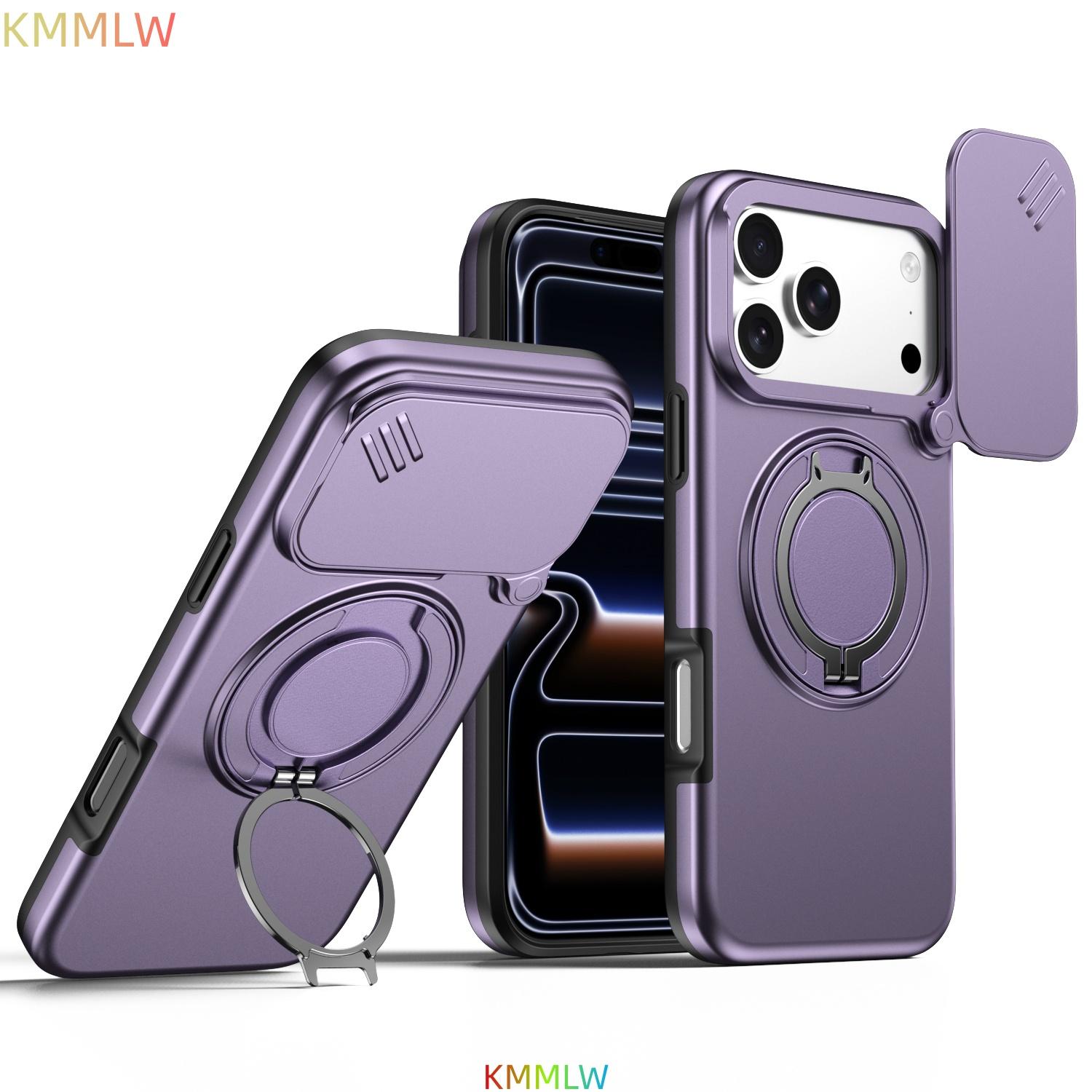 Coque Magnétique Blindée Pour Pour 17 Pro Max 17 Pro Air Anneau de Protection pour Appareil Photo Coulissant Support Couvercle iPhone17 Pro Max violet