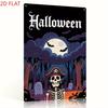 1pc 2D Flat Vintage Halloween Iron Sign - Spooky Skeleton/Haunted House/Full Moon/Bats Decor, Ideal for Living Room/Garden