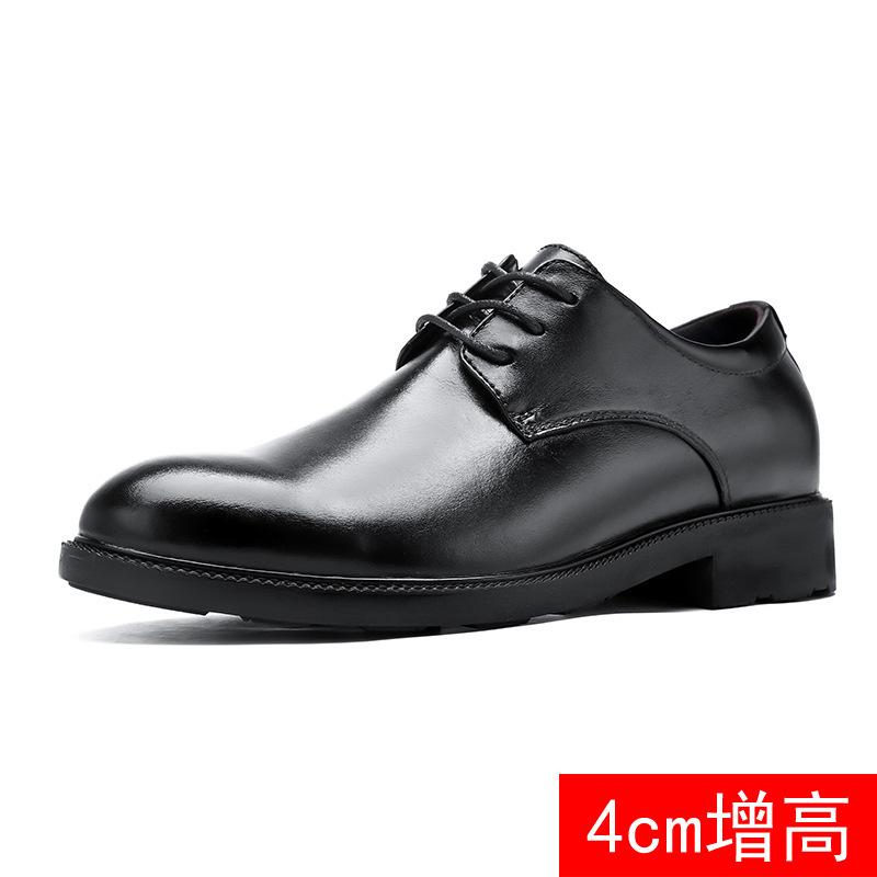 Men's Shoes Four Seasons Invisible Inner Height Increase Leather Shoes Men's Business Dress British Large Size Workplace Splicing Casual Shoes