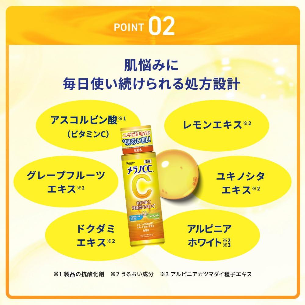 Melano CC Skincare Loción Tono Iluminador Húmeda 170ml (Carga de Vitamina W, Contiene Pantenol)