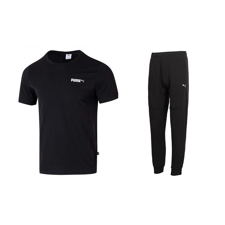 

Puma Breathable Round Neck Short Sleeve Cuffed Knit Long Pants Casual Sports Suit Men suits 691340-01+687568-01 S