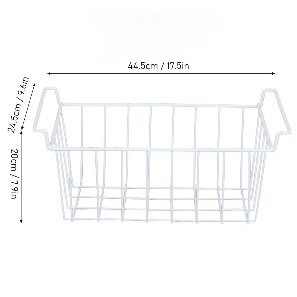 2Pcs Refrigerator Storage Basket Organizer Hanging Metal Rack with PE Coating Freezer Metal Wire Basket Kitchen Appliance