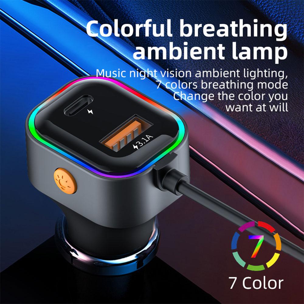 45W USB Car Charger With 2 In 1 Type-C Lightning Fast Charging Cable Vehicle Adapter For iPhone Samsung Huawei VIVO OPPO
