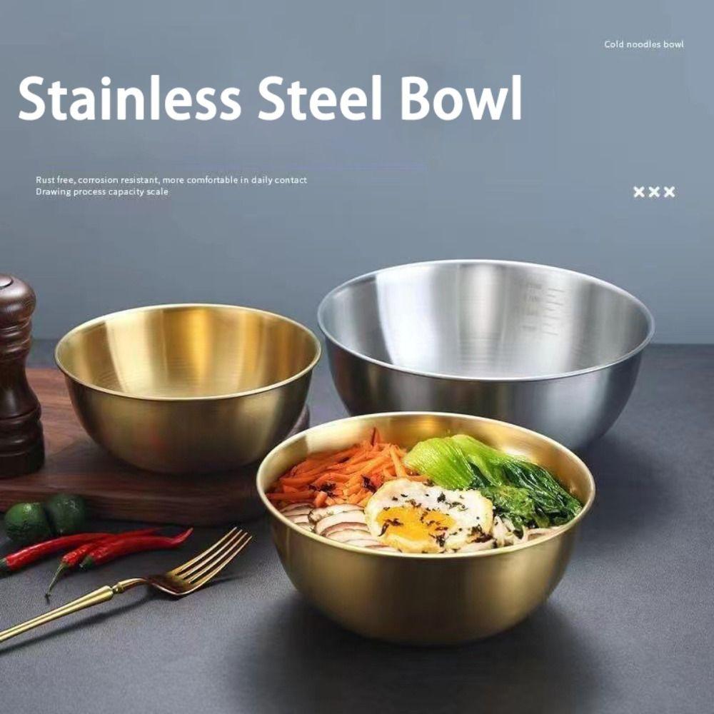 Double Layer Soup Rice Bowl Anti-Scalding Noodles Bowl Gold Silver Fruit Salad Bowl  Food Tableware
