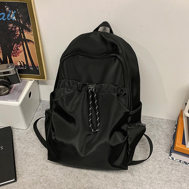 Fashionable Simple Nylon Cloth Women's Large Capacity Lightweight Travel Schoolbag Niche Casual Drawstring Backpack Backpack