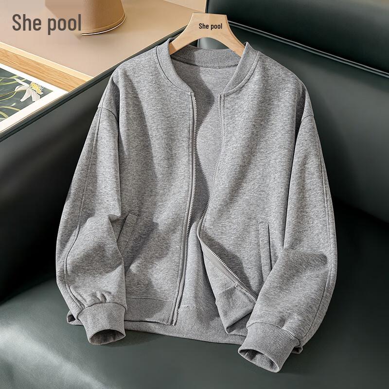 

Women s Baseball Collar Solid Color Sweatshirt Jacket M