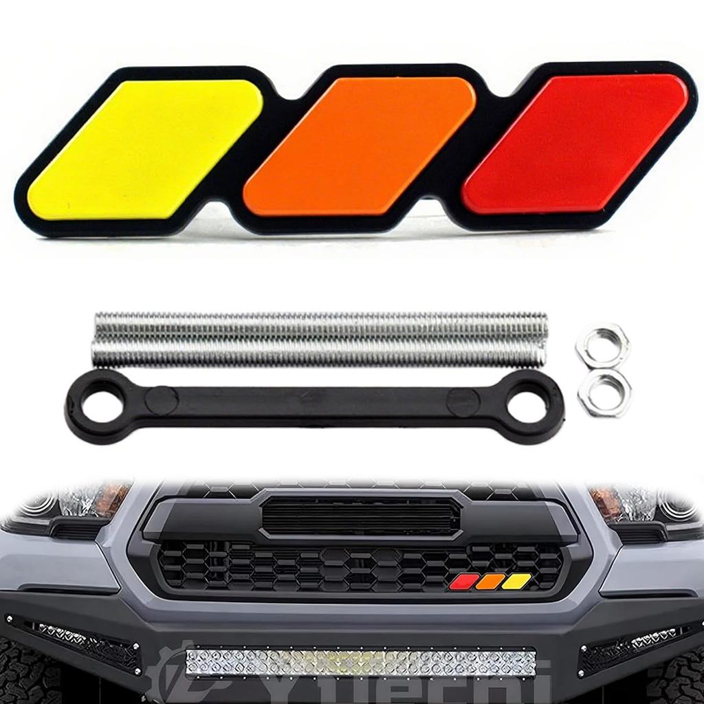 Car Front Grille Tri-Color Fit Badge Emblem Sticker Decal Front Grille Decoration 3 Color