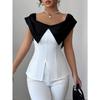 Camicetta Estiva da Donna Slim Fit con Spacco e Maniche Corte