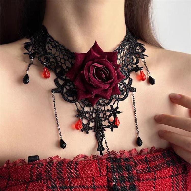 Delicate Electroplated Rose Pendant Jewelry With Adjustable Chain Perfect As Halloween Costume Accessory Or Gothic Gift