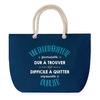 Beach Bag - PLANETEE - « A Wonderful Occupational Therapist » (custom) - Rope Bay - Large Format - Cotton, Made In France