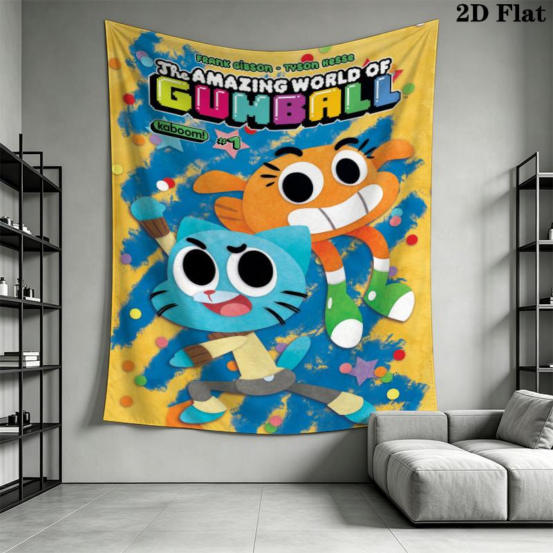 The Amazing World of Gumball Wall Tapestry Aesthetic Wall Hanging Printed Fabric Blanket Decorative Tapestries for Bedroom Living Room Home Decor