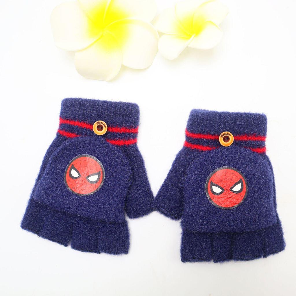 Guanti Invernali Mezza Dita Marvel Spider-Man per Ragazzi: Accessori per Studenti Caldi Ispirati ai Cartoni Animati