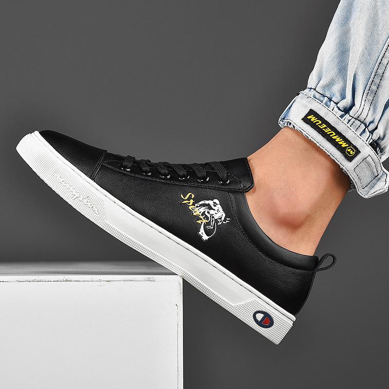 Läder Vita Skor Herr Vår Nya Fritidsskor Herr Vita Skor Mångsidiga Skor Vita Lätta Andningsbara Sneakers