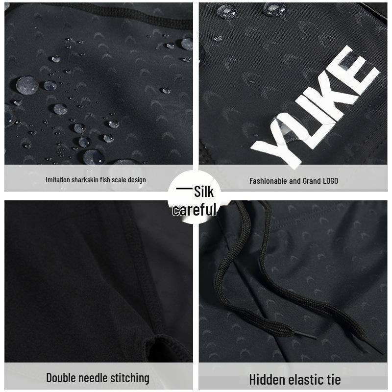 Huke Herren Übergröße Haihaut Schnelltrocknend Wasserdicht Badehose mit Flachem Bein und Kordelzug