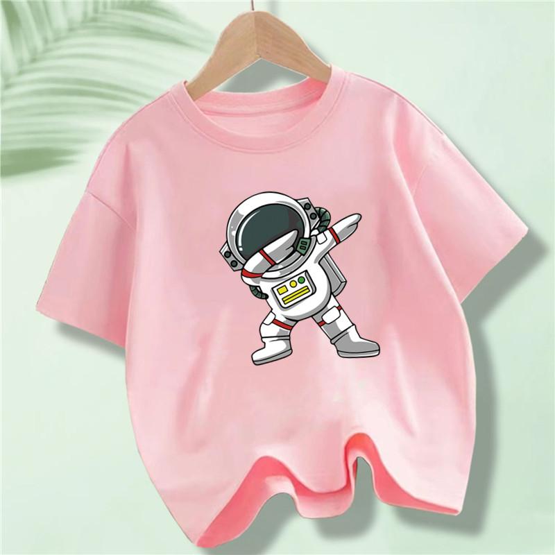 New Summer Kids Clothes Funny Astronaut Print Cartoon T Shirt Streetwear Cotton Tops Children Boys Clothes Short Sleeve Tees
